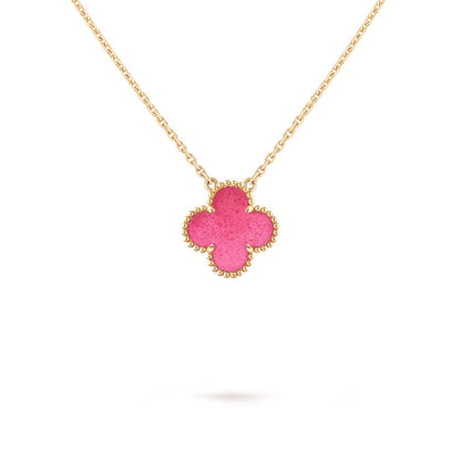 [Sophire  Jewelry] NEW CLOVER 15MM PINK ENAMEL NECKLACE