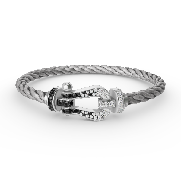 [Sophire Jewelry ]FORCE LARGE HORSESHOE BLACK WHITE DIAMOND BRACELET SILVER