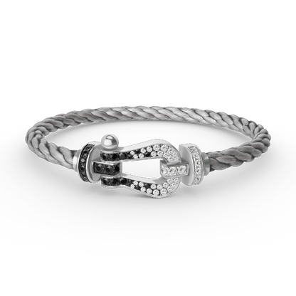 [Sophire Jewelry ]FORCE LARGE HORSESHOE BLACK WHITE DIAMOND BRACELET SILVER