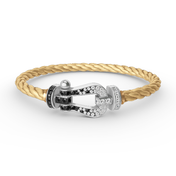 [Sophire Jewelry ]FORCE LARGE HORSESHOE BLACK WHITE DIAMOND BRACELET SILVER