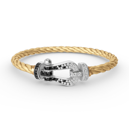 [Sophire Jewelry ]FORCE LARGE HORSESHOE BLACK WHITE DIAMOND BRACELET SILVER