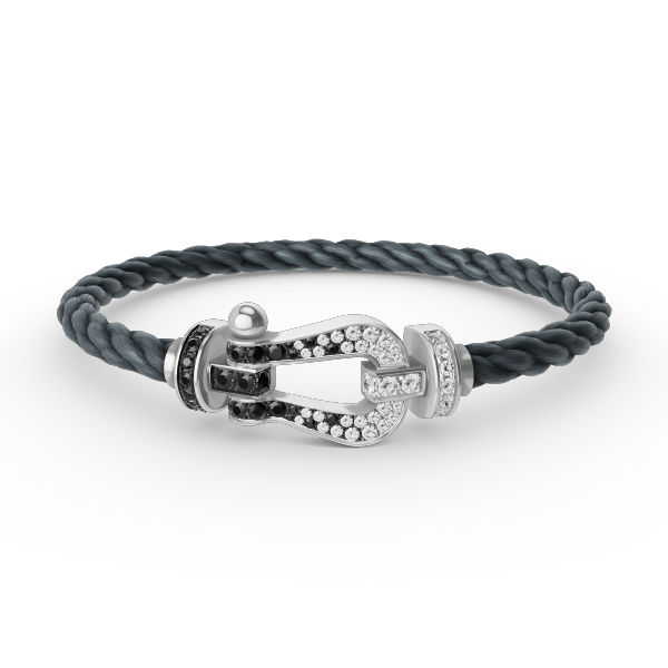 [Sophire Jewelry ]FORCE LARGE HORSESHOE BLACK WHITE DIAMOND BRACELET SILVER
