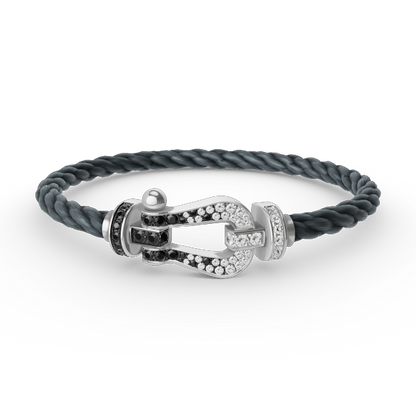 [Sophire Jewelry ]FORCE LARGE HORSESHOE BLACK WHITE DIAMOND BRACELET SILVER