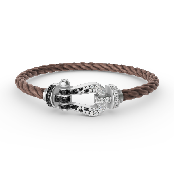 [Sophire Jewelry ]FORCE LARGE HORSESHOE BLACK WHITE DIAMOND BRACELET SILVER