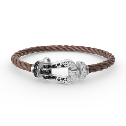 [Sophire Jewelry ]FORCE LARGE HORSESHOE BLACK WHITE DIAMOND BRACELET SILVER