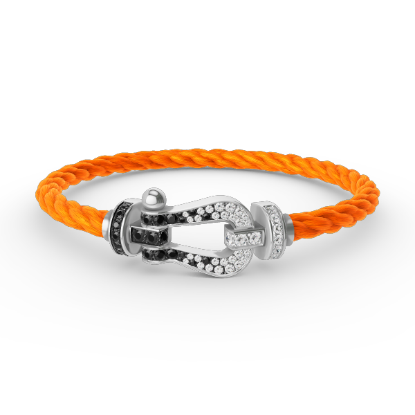 [Sophire Jewelry ]FORCE LARGE HORSESHOE BLACK WHITE DIAMOND BRACELET SILVER