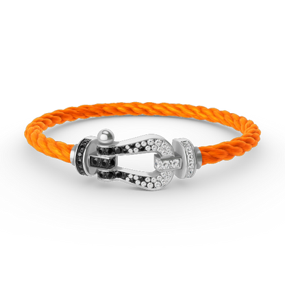 [Sophire Jewelry ]FORCE LARGE HORSESHOE BLACK WHITE DIAMOND BRACELET SILVER