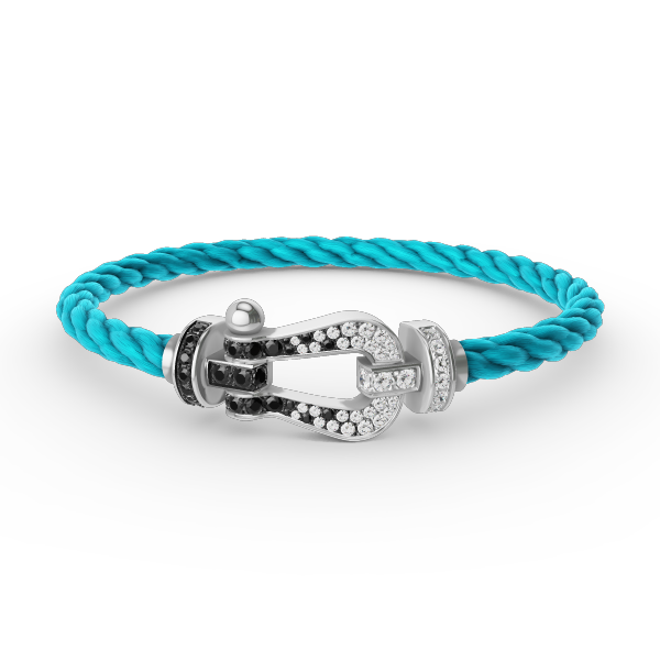 [Sophire Jewelry ]FORCE LARGE HORSESHOE BLACK WHITE DIAMOND BRACELET SILVER