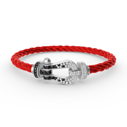 [Sophire Jewelry ]FORCE LARGE HORSESHOE BLACK WHITE DIAMOND BRACELET SILVER