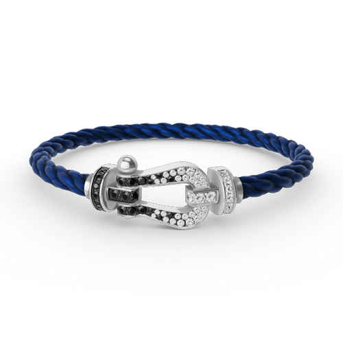 [Sophire Jewelry ]FORCE LARGE HORSESHOE BLACK WHITE DIAMOND BRACELET SILVER