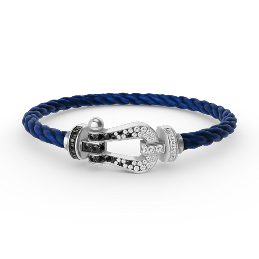 [Sophire]FORCE LARGE HORSESHOE BLACK & WHITE DIAMOND BRACELET - WHITE GOLD