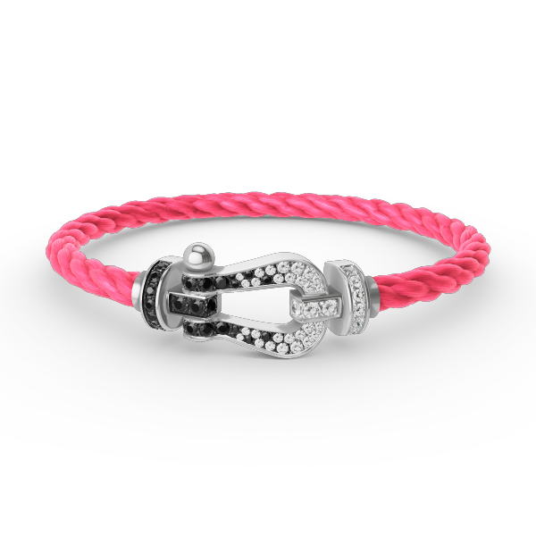 [Sophire Jewelry ]FORCE LARGE HORSESHOE BLACK WHITE DIAMOND BRACELET SILVER