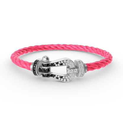 [Sophire Jewelry ]FORCE LARGE HORSESHOE BLACK WHITE DIAMOND BRACELET SILVER