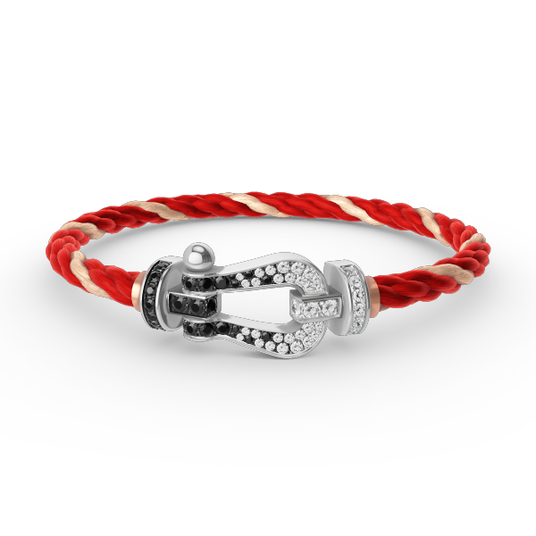 [Sophire Jewelry ]FORCE LARGE HORSESHOE BLACK WHITE DIAMOND BRACELET SILVER