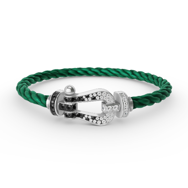 [Sophire Jewelry ]FORCE LARGE HORSESHOE BLACK WHITE DIAMOND BRACELET SILVER