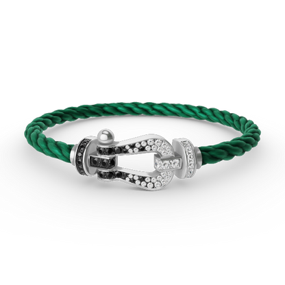 [Sophire Jewelry ]FORCE LARGE HORSESHOE BLACK WHITE DIAMOND BRACELET SILVER