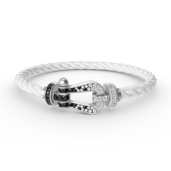 [Sophire Jewelry ]FORCE LARGE HORSESHOE BLACK WHITE DIAMOND BRACELET SILVER