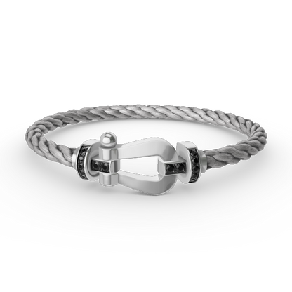 [Sophire Jewelry ]FORCE LARGE HORSESHOE BLACK DIAMOND BRACELET SILVER