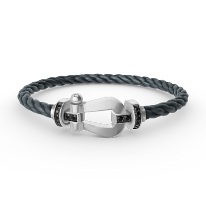 [Sophire Jewelry ]FORCE LARGE HORSESHOE BLACK DIAMOND BRACELET SILVER