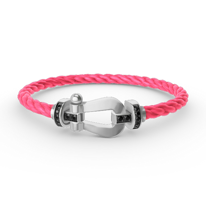 [Sophire Jewelry ]FORCE LARGE HORSESHOE BLACK DIAMOND BRACELET SILVER