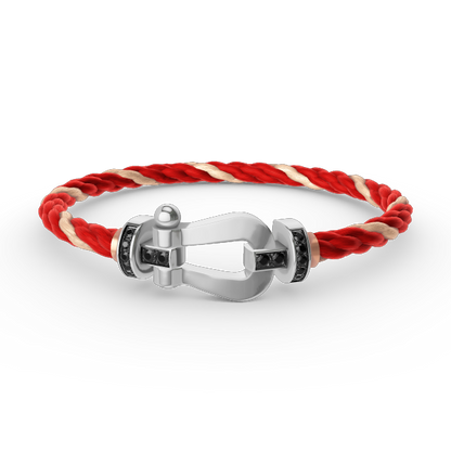 [Sophire Jewelry ]FORCE LARGE HORSESHOE BLACK DIAMOND BRACELET SILVER