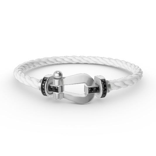 [Sophire]FORCE LARGE HORSESHOE BLACK DIAMOND BRACELET - WHITE GOLD
