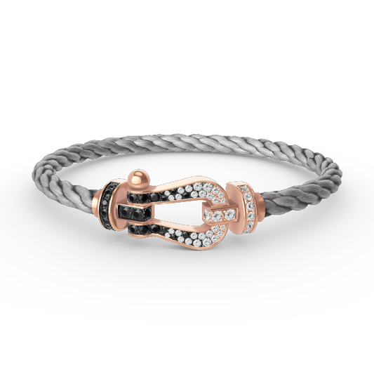 [Sophire]FORCE LARGE HORSESHOE BLACK & WHITE DIAMOND BRACELET - ROSE GOLD