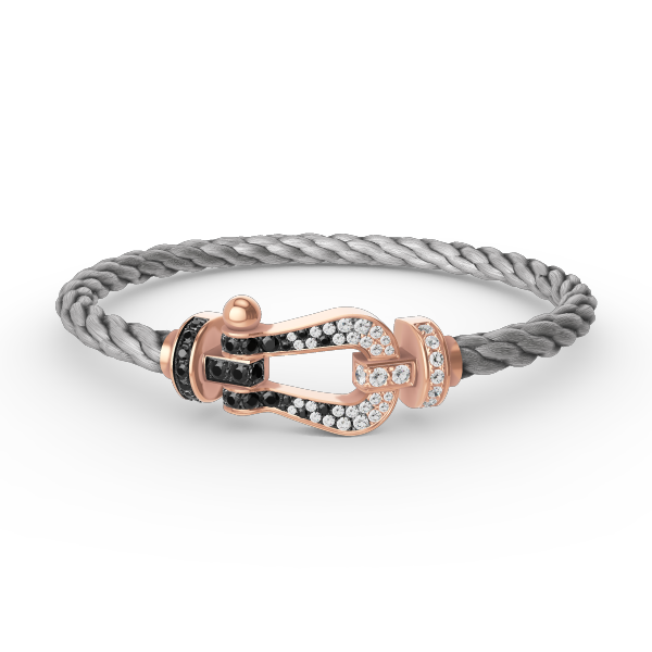 [Sophire Jewelry ]FORCE LARGE HORSESHOE BLACK WHITE DIAMOND BRACELET ROSE GOLD