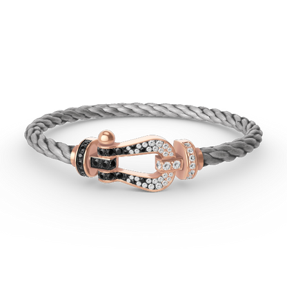 [Sophire Jewelry ]FORCE LARGE HORSESHOE BLACK WHITE DIAMOND BRACELET ROSE GOLD