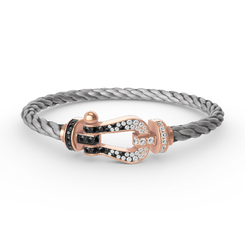 [Sophire Jewelry ]FORCE LARGE HORSESHOE BLACK WHITE DIAMOND BRACELET ROSE GOLD