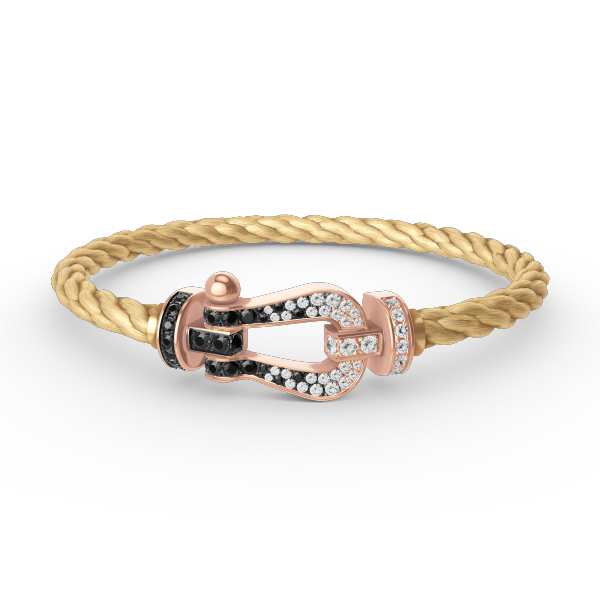 [Sophire Jewelry ]FORCE LARGE HORSESHOE BLACK WHITE DIAMOND BRACELET ROSE GOLD