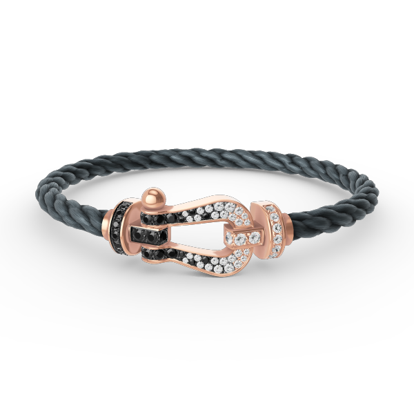 [Sophire Jewelry ]FORCE LARGE HORSESHOE BLACK WHITE DIAMOND BRACELET ROSE GOLD