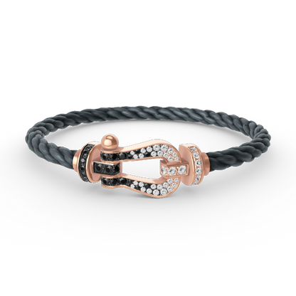[Sophire Jewelry ]FORCE LARGE HORSESHOE BLACK WHITE DIAMOND BRACELET ROSE GOLD