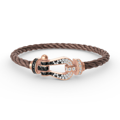 [Sophire Jewelry ]FORCE LARGE HORSESHOE BLACK WHITE DIAMOND BRACELET ROSE GOLD