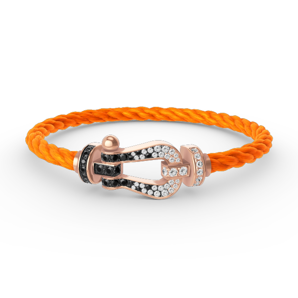 [Sophire Jewelry ]FORCE LARGE HORSESHOE BLACK WHITE DIAMOND BRACELET ROSE GOLD