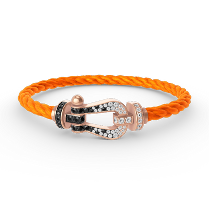 [Sophire Jewelry ]FORCE LARGE HORSESHOE BLACK WHITE DIAMOND BRACELET ROSE GOLD