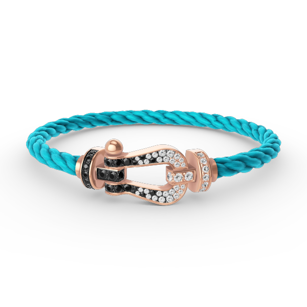 [Sophire Jewelry ]FORCE LARGE HORSESHOE BLACK WHITE DIAMOND BRACELET ROSE GOLD