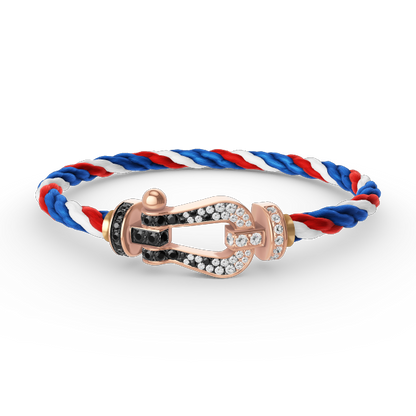 [Sophire Jewelry ]FORCE LARGE HORSESHOE BLACK WHITE DIAMOND BRACELET ROSE GOLD