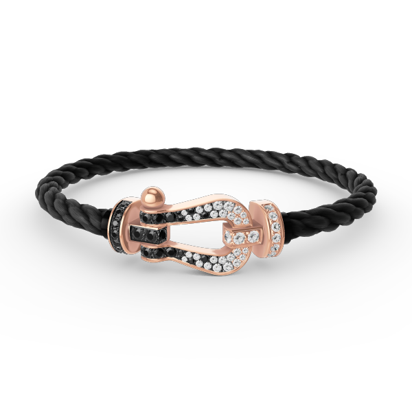 [Sophire Jewelry ]FORCE LARGE HORSESHOE BLACK WHITE DIAMOND BRACELET ROSE GOLD