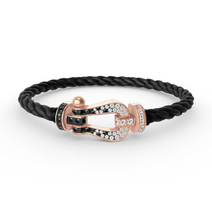[Sophire Jewelry ]FORCE LARGE HORSESHOE BLACK WHITE DIAMOND BRACELET ROSE GOLD