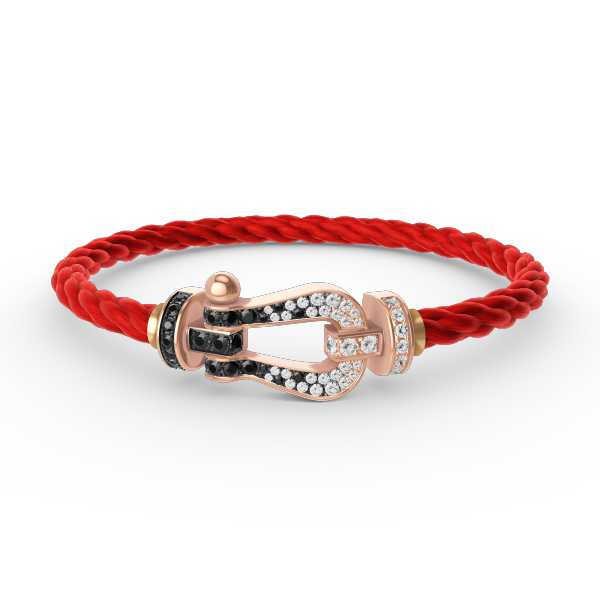 [Sophire Jewelry ]FORCE LARGE HORSESHOE BLACK WHITE DIAMOND BRACELET ROSE GOLD