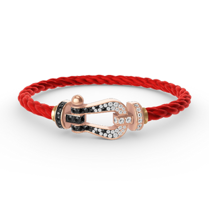 [Sophire Jewelry ]FORCE LARGE HORSESHOE BLACK WHITE DIAMOND BRACELET ROSE GOLD