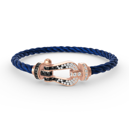 [Sophire Jewelry ]FORCE LARGE HORSESHOE BLACK WHITE DIAMOND BRACELET ROSE GOLD