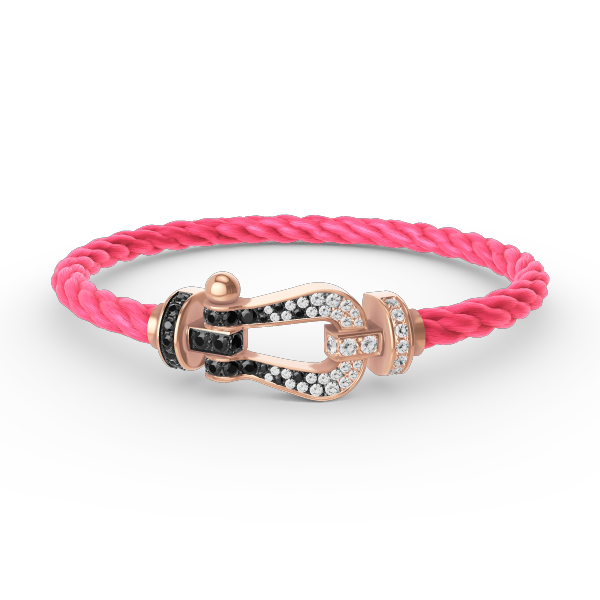 [Sophire Jewelry ]FORCE LARGE HORSESHOE BLACK WHITE DIAMOND BRACELET ROSE GOLD