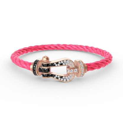 [Sophire Jewelry ]FORCE LARGE HORSESHOE BLACK WHITE DIAMOND BRACELET ROSE GOLD