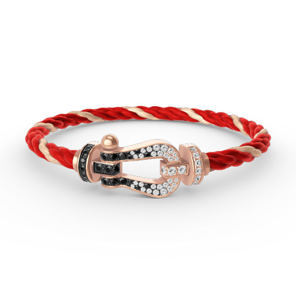[Sophire Jewelry ]FORCE LARGE HORSESHOE BLACK WHITE DIAMOND BRACELET ROSE GOLD