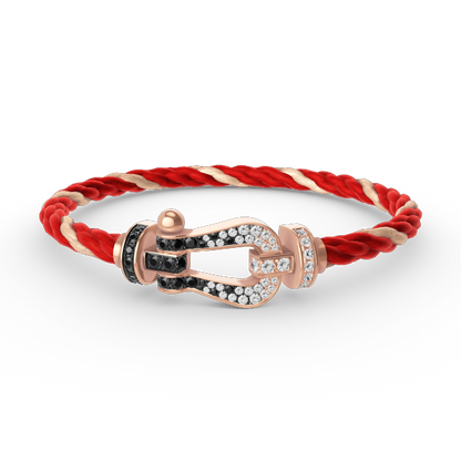 [Sophire Jewelry ]FORCE LARGE HORSESHOE BLACK WHITE DIAMOND BRACELET ROSE GOLD