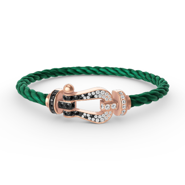 [Sophire Jewelry ]FORCE LARGE HORSESHOE BLACK WHITE DIAMOND BRACELET ROSE GOLD