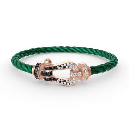 [Sophire Jewelry ]FORCE LARGE HORSESHOE BLACK WHITE DIAMOND BRACELET ROSE GOLD
