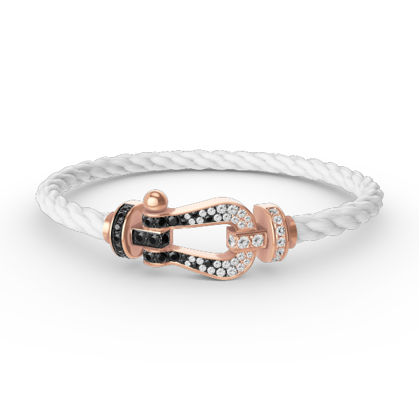 [Sophire Jewelry ]FORCE LARGE HORSESHOE BLACK WHITE DIAMOND BRACELET ROSE GOLD